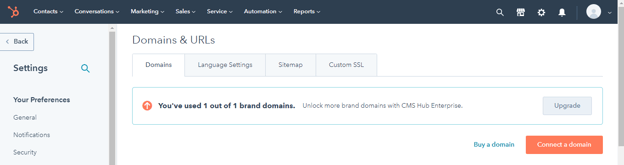 Hubspot Domains and URLs